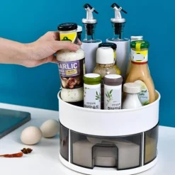 Space Savvy Küche & Esszimmer-360° drehbarer Gewürzregal-Organizer – praktische Aufbewahrungslösung für die Küche