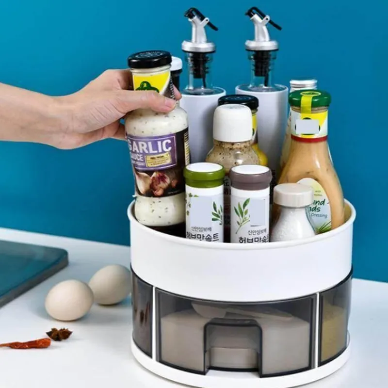 Space Savvy Küche & Esszimmer-360° drehbarer Gewürzregal-Organizer – praktische Aufbewahrungslösung für die Küche