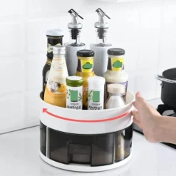 Space Savvy Küche & Esszimmer-360° drehbarer Gewürzregal-Organizer – praktische Aufbewahrungslösung für die Küche