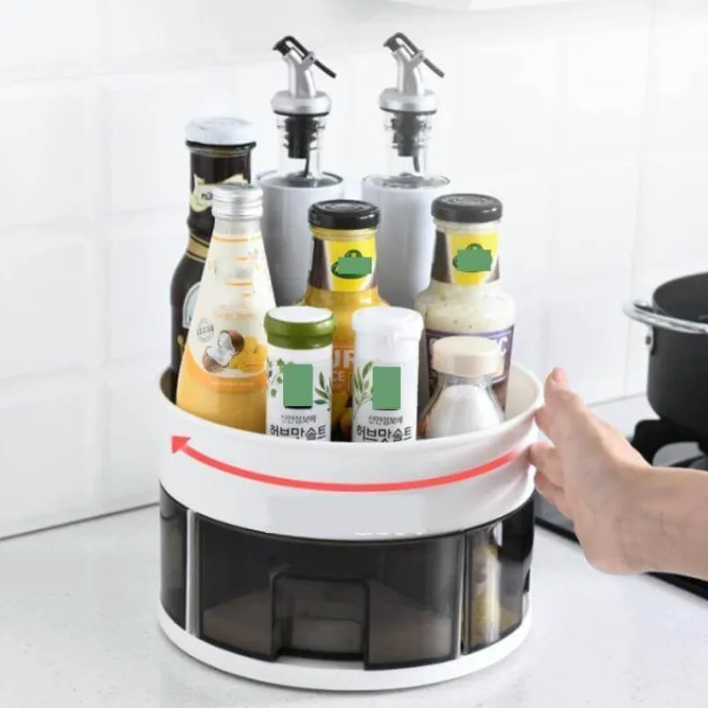 Space Savvy Küche & Esszimmer-360° drehbarer Gewürzregal-Organizer – praktische Aufbewahrungslösung für die Küche