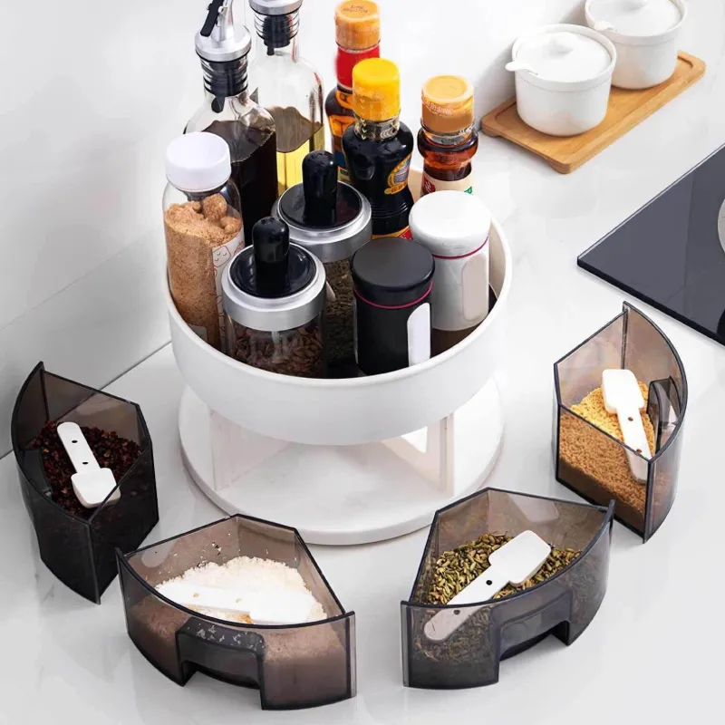 Space Savvy Küche & Esszimmer-360° drehbarer Gewürzregal-Organizer – praktische Aufbewahrungslösung für die Küche