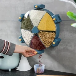 Space Savvy Küche & Esszimmer-360° drehbarer, wandmontierter Getreidevorratsbehälter