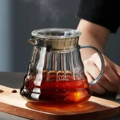 Tom Küche & Esszimmer-600 ml Kaffeekaraffe aus Glas – Übergießkanne mit Gummideckel für frischen Aufguss