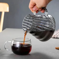 Tom Küche & Esszimmer-600 ml Kaffeekaraffe aus Glas – Übergießkanne mit Gummideckel für frischen Aufguss