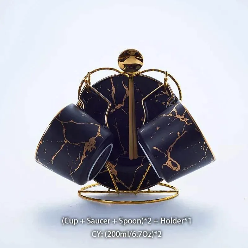 Feast u0026 Flair Küche & Esszimmer-200 ml Teeservice aus Marmorkeramik mit Löffel und Untertasse