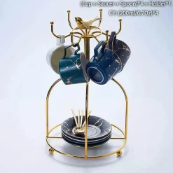 Feast u0026 Flair Küche & Esszimmer-200 ml Teeservice aus Marmorkeramik mit Löffel und Untertasse