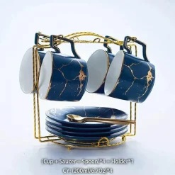 Feast u0026 Flair Küche & Esszimmer-200 ml Teeservice aus Marmorkeramik mit Löffel und Untertasse