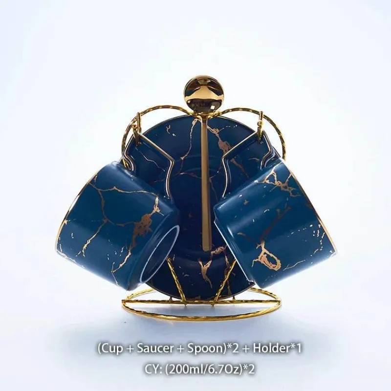 Feast u0026 Flair Küche & Esszimmer-200 ml Teeservice aus Marmorkeramik mit Löffel und Untertasse