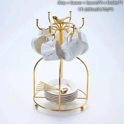 Feast u0026 Flair Küche & Esszimmer-200 ml Teeservice aus Marmorkeramik mit Löffel und Untertasse