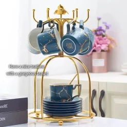 Feast u0026 Flair Küche & Esszimmer-200 ml Teeservice aus Marmorkeramik mit Löffel und Untertasse