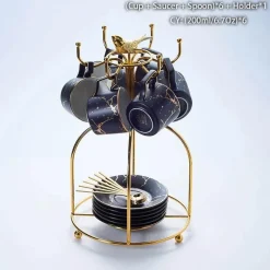 Feast u0026 Flair Küche & Esszimmer-200 ml Teeservice aus Marmorkeramik mit Löffel und Untertasse