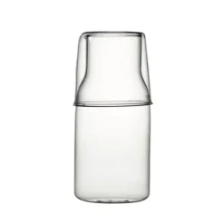 Plates u0026 More Küche & Esszimmer-550 ml Wasserkaraffe mit Glas-Set für den Nachttisch – Blau, Bernstein, Blaugrün, Grau