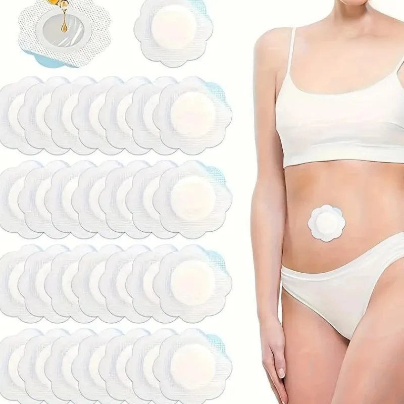 PureGlow Frauenpflege|Körperpflege-50 Stück Einweg-Rizinusölpflaster – Pflaumenblüten-Vliespflaster