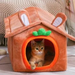 Furendo Haustierzubehör|Haustierbetten-Abnehmbares Haustierhaus für den Innenbereich – gemütliches Katzen- und Hundebett