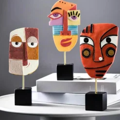 The Gilded Nest Wohndeko-Abstrakte Gesichtsskulptur – moderner Pop-Art-Wohndekor-Akzent