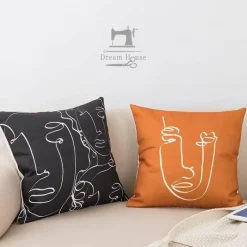 The Cushion Corner Bettzeug-Abstrakter geometrischer Kissenbezug aus Baumwollleinen - Dekohülle im nordischen Stil