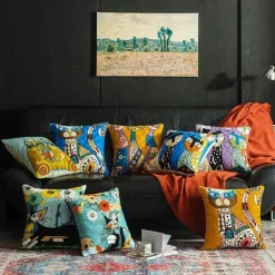 Pillow Haven Bettzeug-Abstrakter Weihnachtskissenbezug - Sofadekor im Picasso-Stil