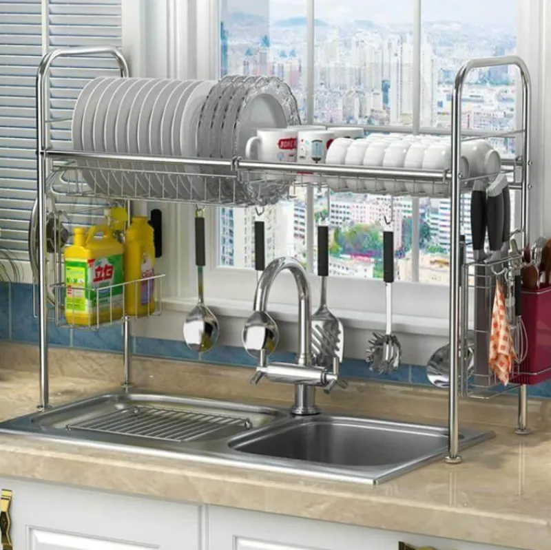 The Decor Haven Küche & Esszimmer-Abtropfgestell aus Edelstahl – Küchenorganizer für Geschirr und Utensilien