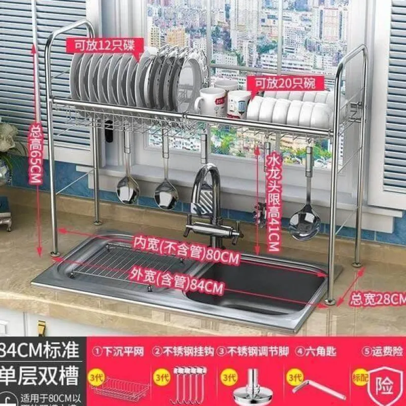 The Decor Haven Küche & Esszimmer-Abtropfgestell aus Edelstahl – Küchenorganizer für Geschirr und Utensilien