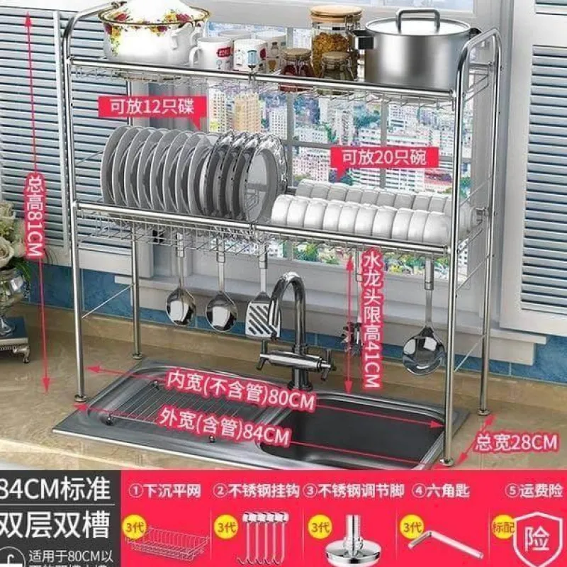 The Decor Haven Küche & Esszimmer-Abtropfgestell aus Edelstahl – Küchenorganizer für Geschirr und Utensilien