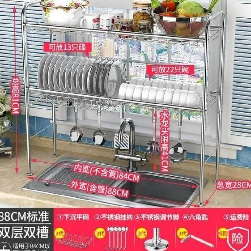 The Decor Haven Küche & Esszimmer-Abtropfgestell aus Edelstahl – Küchenorganizer für Geschirr und Utensilien