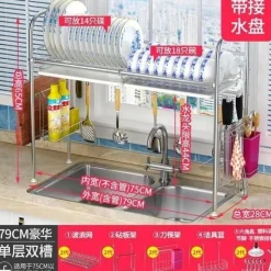 The Decor Haven Küche & Esszimmer-Abtropfgestell aus Edelstahl – Küchenorganizer für Geschirr und Utensilien