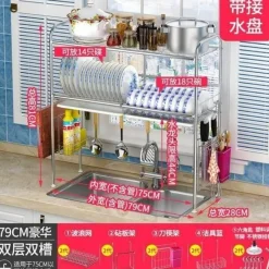 The Decor Haven Küche & Esszimmer-Abtropfgestell aus Edelstahl – Küchenorganizer für Geschirr und Utensilien