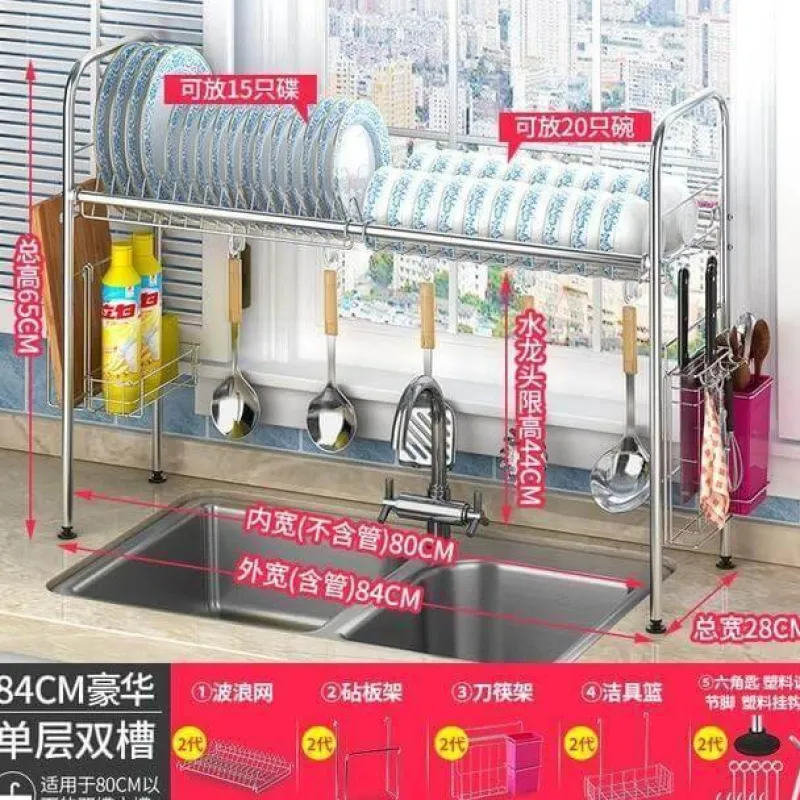 The Decor Haven Küche & Esszimmer-Abtropfgestell aus Edelstahl – Küchenorganizer für Geschirr und Utensilien