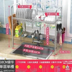 The Decor Haven Küche & Esszimmer-Abtropfgestell aus Edelstahl – Küchenorganizer für Geschirr und Utensilien