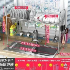 The Decor Haven Küche & Esszimmer-Abtropfgestell aus Edelstahl – Küchenorganizer für Geschirr und Utensilien