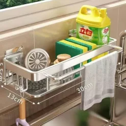 Tom Küche & Esszimmer-Abtropfgestell für Küchenspüle aus Aluminium – Schwamm-Organizerkorb