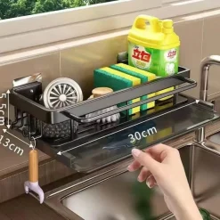 Tom Küche & Esszimmer-Abtropfgestell für Küchenspüle aus Aluminium – Schwamm-Organizerkorb