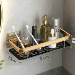 Tom Küche & Esszimmer-Aluminium-Badezimmer-Eckregal mit Handtuchhalter – platzsparende Aufbewahrungslösung