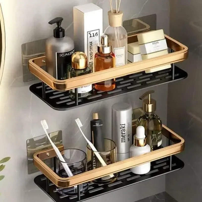 Tom Küche & Esszimmer-Aluminium-Badezimmer-Eckregal mit Handtuchhalter – platzsparende Aufbewahrungslösung