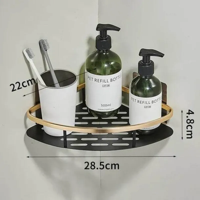 Tom Küche & Esszimmer-Aluminium-Badezimmer-Eckregal mit Handtuchhalter – platzsparende Aufbewahrungslösung