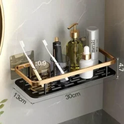 Tom Küche & Esszimmer-Aluminium-Badezimmer-Eckregal mit Handtuchhalter – platzsparende Aufbewahrungslösung