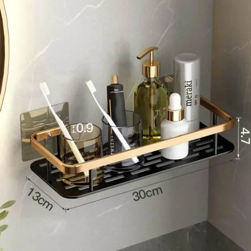 Tom Küche & Esszimmer-Aluminium-Badezimmer-Eckregal mit Handtuchhalter – platzsparende Aufbewahrungslösung