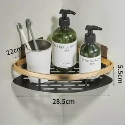 Tom Küche & Esszimmer-Aluminium-Badezimmer-Eckregal mit Handtuchhalter – platzsparende Aufbewahrungslösung