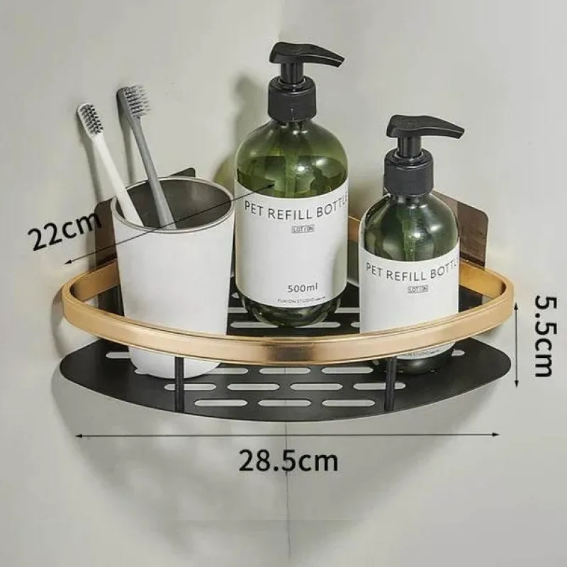 Tom Küche & Esszimmer-Aluminium-Badezimmer-Eckregal mit Handtuchhalter – platzsparende Aufbewahrungslösung