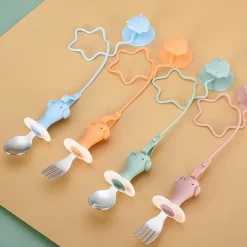 Kinder The Decor Haven Kinderwagen & Zubehör-Anti-Drop-Babylöffel- und Gabel-Set – langlebiges Baby-Essgeschirr