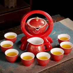 The Cozy Mug Küche & Esszimmer-Antikes chinesisches Teekannenset aus Porzellan – einzigartiges Vintage-Design