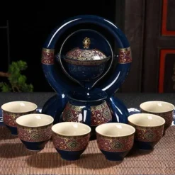 The Cozy Mug Küche & Esszimmer-Antikes chinesisches Teekannenset aus Porzellan – einzigartiges Vintage-Design