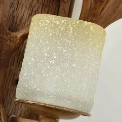 Willow u0026 Whim Beleuchtung-Antique Wooden Antler Wall Light - Rustic Home Decor