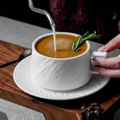 Feast Essentials Küche & Esszimmer-Asahi Cliff Ridge Tasse – Robuste Kaffeetasse aus Keramik