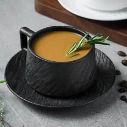 Feast Essentials Küche & Esszimmer-Asahi Cliff Ridge Tasse – Robuste Kaffeetasse aus Keramik