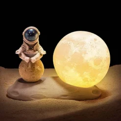 Bright Accents Beleuchtung-Astronaut Mond Nachtlicht - Weltraum Dekor Lampe
