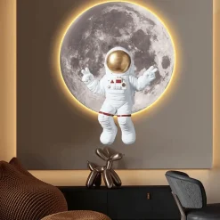 The Decor Haven Beleuchtung-Astronauten-Wandkunstlampe – Verträumtes Weltraumdekorlicht