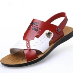 Herren Wilderness Haven Herrenschuhe|Camping Im Freien-Atmungsaktive Strandpantoffeln aus Leder – modische Sommerschuhe für Herren