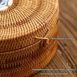 Feast u0026 Flair Küche & Esszimmer-Aufbewahrungsbox aus Rattan – dekorativer Küchen-Organizerkorb mit Deckel