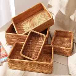 Feast u0026 Flair Küche & Esszimmer-Aufbewahrungsbox aus Rattan – Vielseitiger Korb-Organizer für Zuhause und den Kleiderschrank